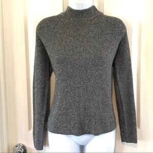 Jennifer Moore Gray Ribbed Mock Neck Sweater sz M